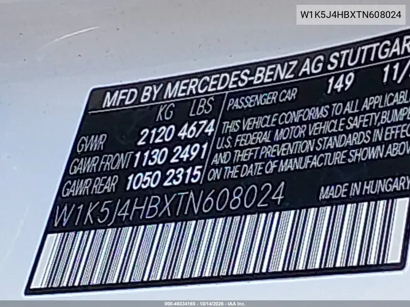 2026 MERCEDES CLA-KLASSE VIN W1K5J4HBXTN608024 — фото 9