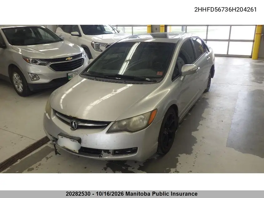 2006 ACURA CSX VIN 2HHFD56736H204261 — фото 2