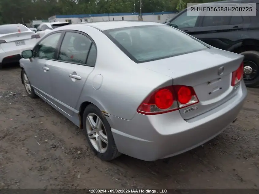 2008 ACURA CSX VIN 2HHFD56588H200725 — фото 3