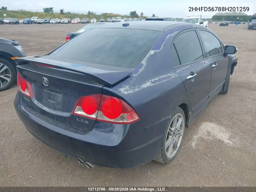 2008 ACURA CSX VIN 2HHFD56788H201259 — фото 4