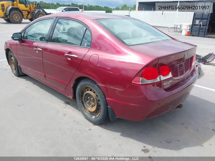 2009 ACURA CSX VIN 2HHFD56509H201997 — фото 3