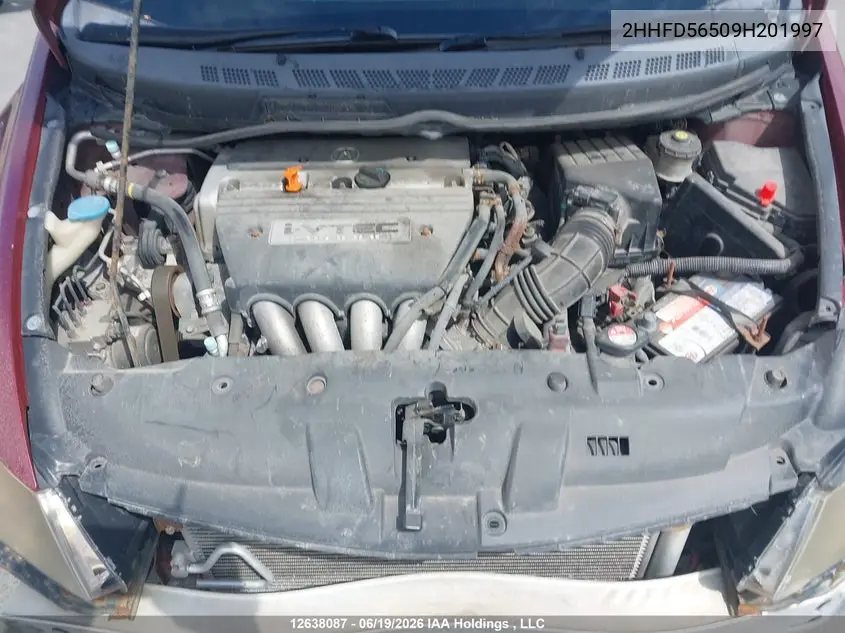 2009 ACURA CSX VIN 2HHFD56509H201997 — фото 9