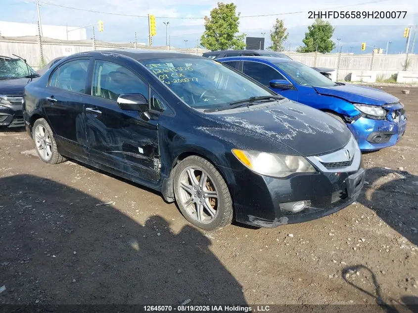 ACURA CSX 2009, VIN 2HHFD56589H200077