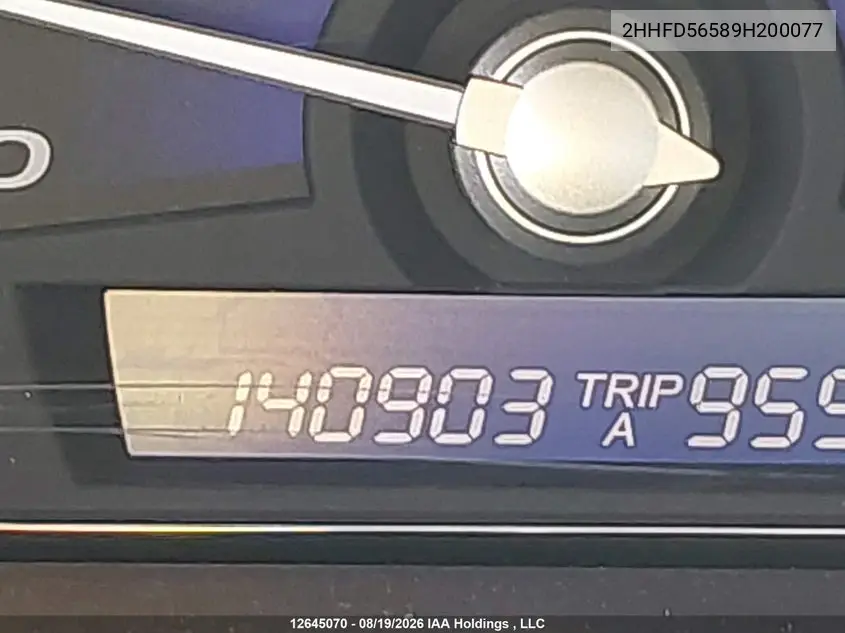 2009 ACURA CSX VIN 2HHFD56589H200077 — фото 14