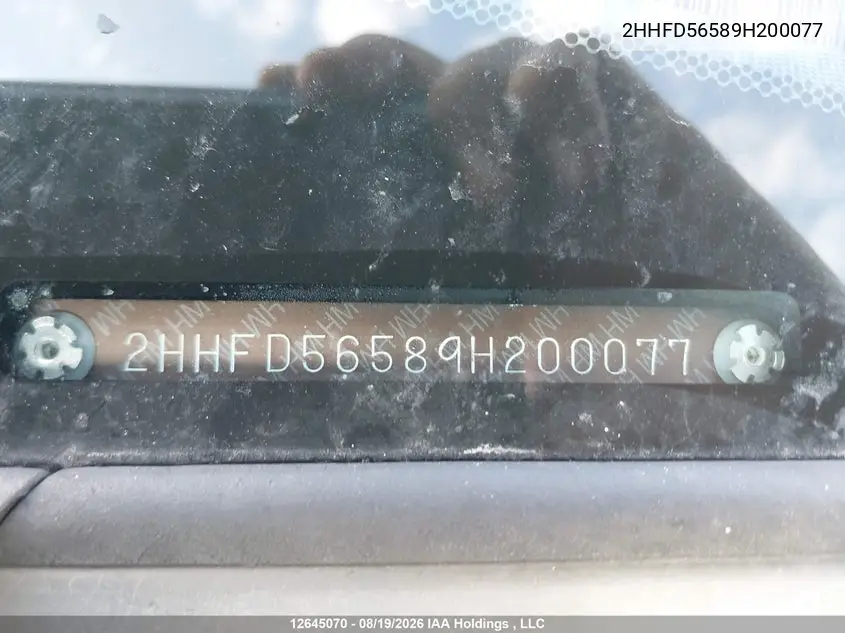 2009 ACURA CSX VIN 2HHFD56589H200077 — фото 18