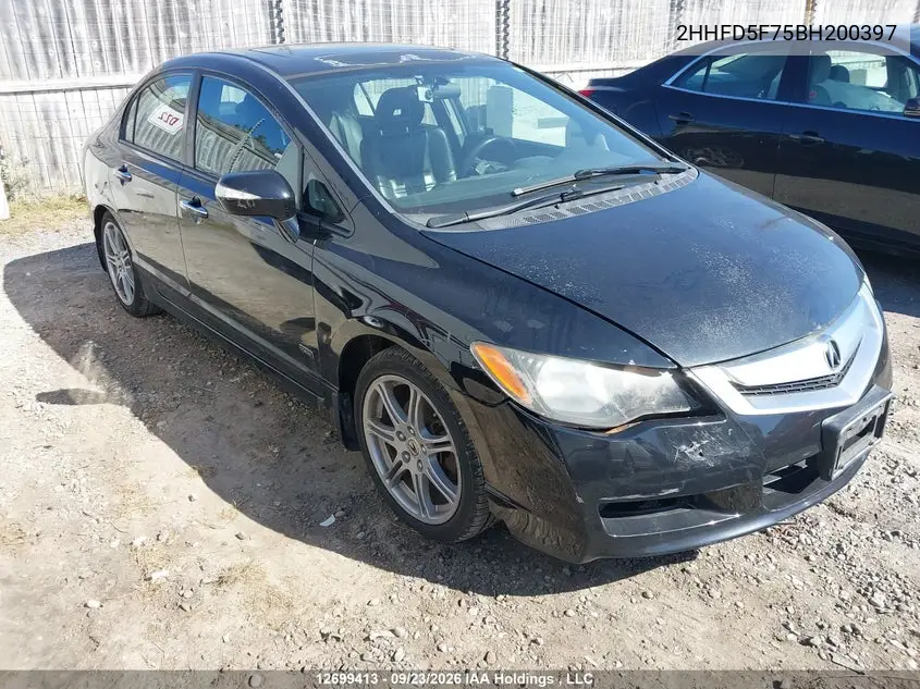 ACURA CSX 2011, VIN 2HHFD5F75BH200397
