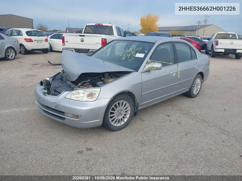 2002 ACURA EL VIN 2HHES36662H001226 — фото 2