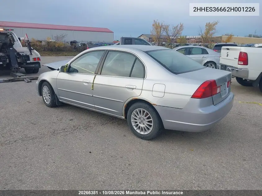 2002 ACURA EL VIN 2HHES36662H001226 — фото 3