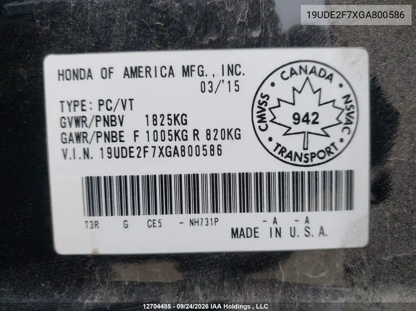 2016 ACURA ILX VIN 19UDE2F7XGA800586 — фото 21