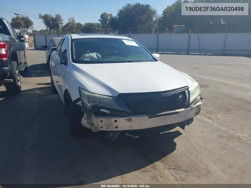 ACURA ILX 2016, VIN 19UDE2F36GA020498