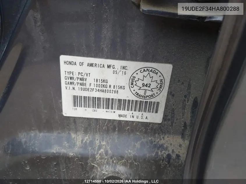 2017 ACURA ILX VIN 19UDE2F34HA800288 — фото 9