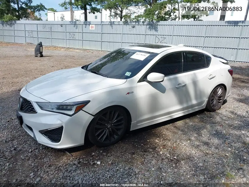ACURA ILX 2022, VIN 19UDE2F86NA006383