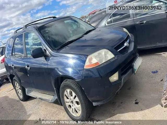ACURA MDX 2003, VIN 2HNYD186X3H003942