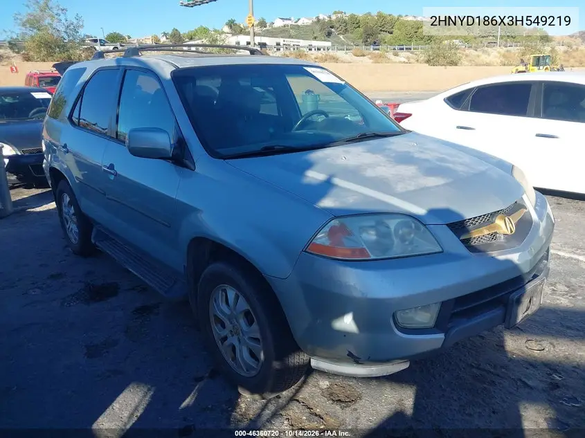 ACURA MDX 2003, VIN 2HNYD186X3H549219