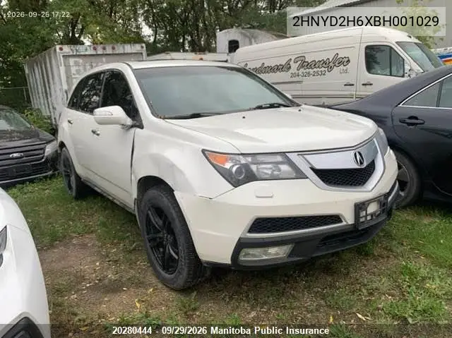 ACURA MDX 2011, VIN 2HNYD2H6XBH001029