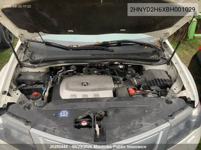 2011 ACURA MDX VIN 2HNYD2H6XBH001029 — фото 10