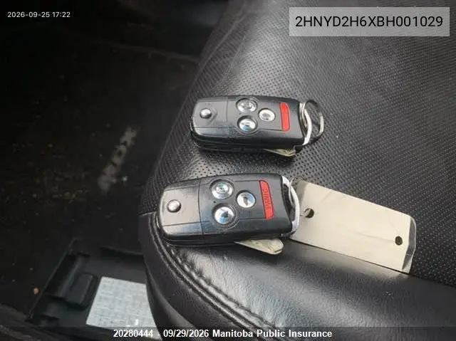 2011 ACURA MDX VIN 2HNYD2H6XBH001029 — фото 11