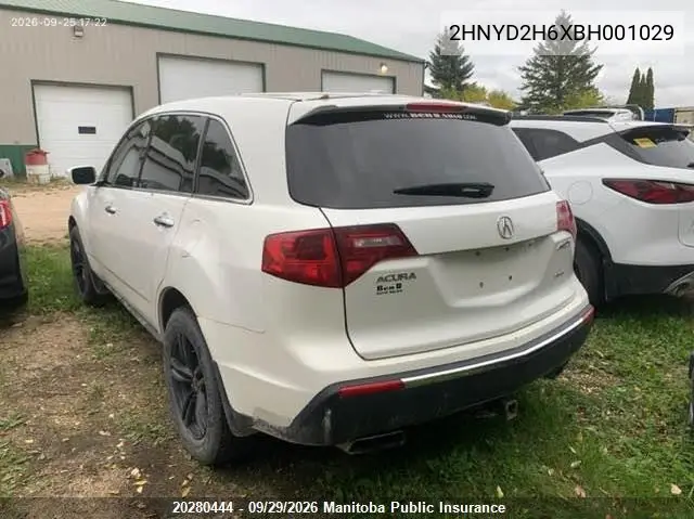 2011 ACURA MDX VIN 2HNYD2H6XBH001029 — фото 3