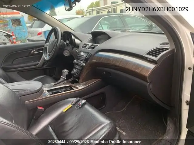 2011 ACURA MDX VIN 2HNYD2H6XBH001029 — фото 5
