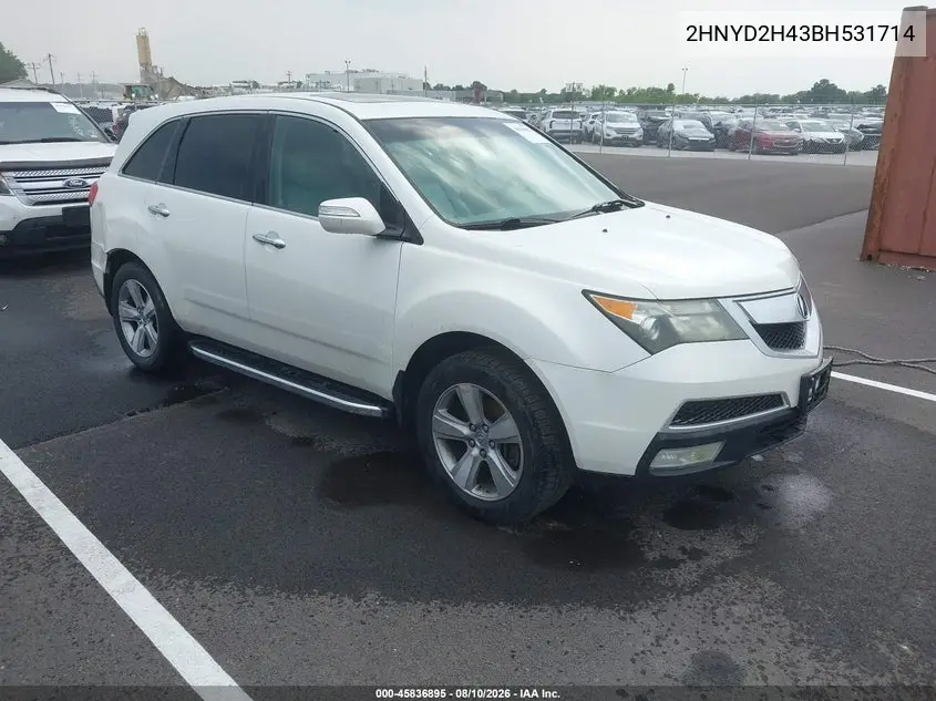 ACURA MDX 2011, VIN 2HNYD2H43BH531714