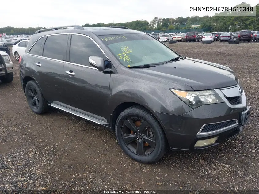 ACURA MDX 2011, VIN 2HNYD2H67BH510348
