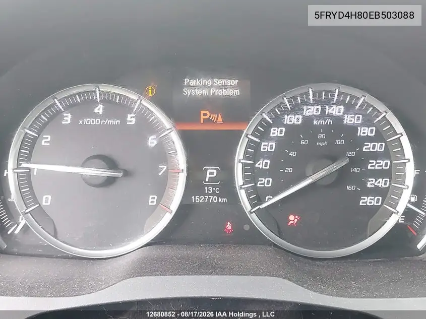 2014 ACURA MDX VIN 5FRYD4H80EB503088 — фото 7