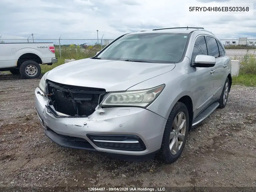 2014 ACURA MDX VIN 5FRYD4H86EB503368 — фото 2