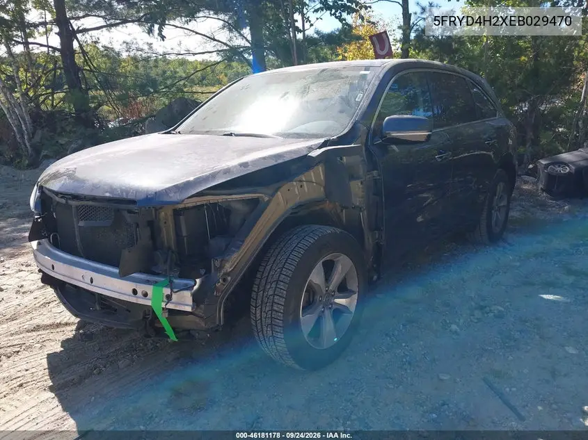 2014 ACURA MDX VIN 5FRYD4H2XEB029470 — фото 2