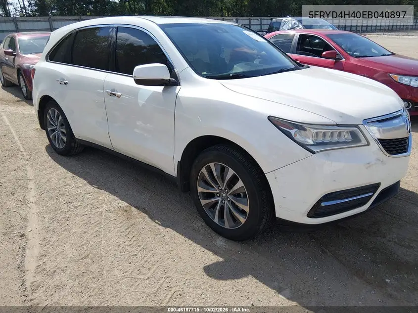 ACURA MDX 2014, VIN 5FRYD4H40EB040897