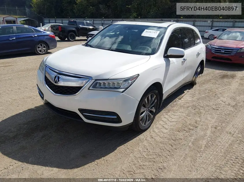 2014 ACURA MDX VIN 5FRYD4H40EB040897 — фото 2