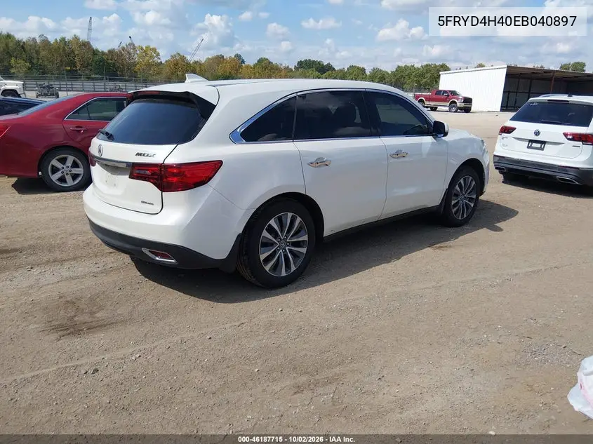 2014 ACURA MDX VIN 5FRYD4H40EB040897 — фото 4