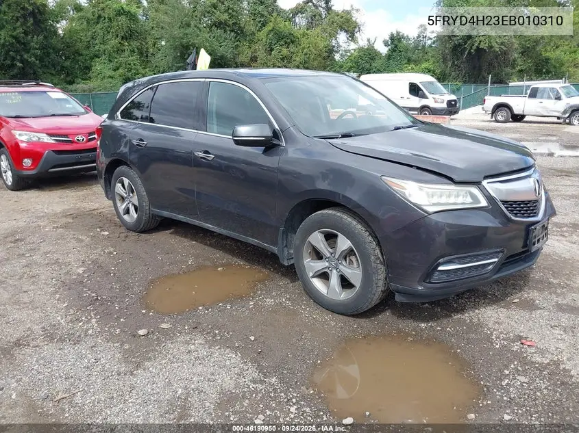 ACURA MDX 2014, VIN 5FRYD4H23EB010310