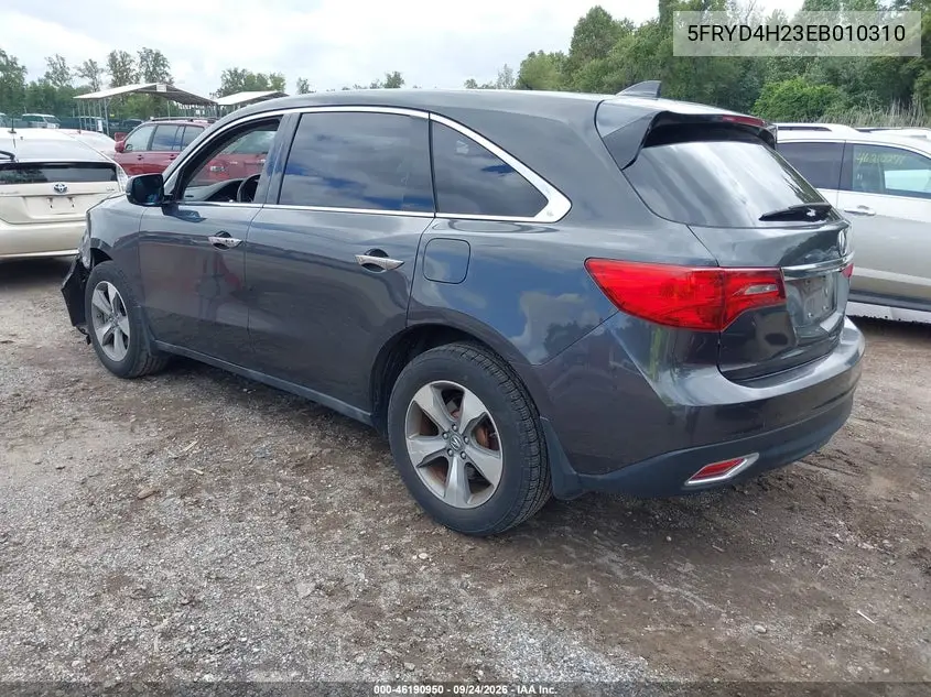 2014 ACURA MDX VIN 5FRYD4H23EB010310 — фото 3