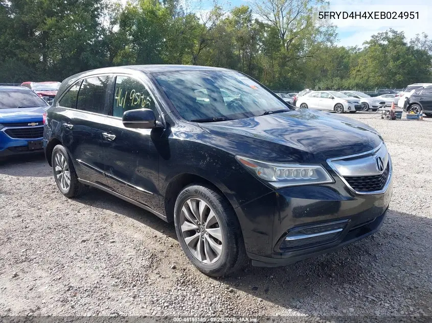 ACURA MDX 2014, VIN 5FRYD4H4XEB024951