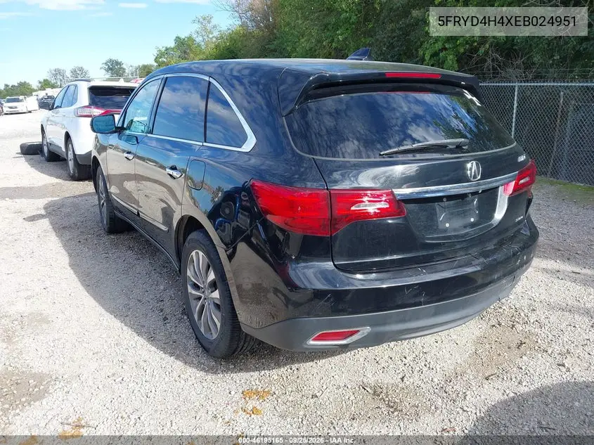 2014 ACURA MDX VIN 5FRYD4H4XEB024951 — фото 3
