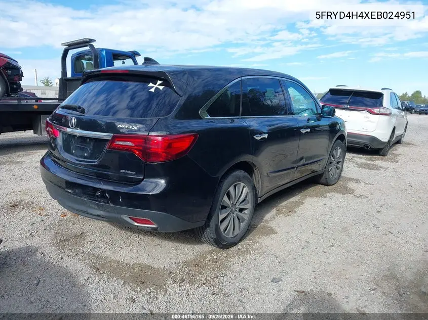 2014 ACURA MDX VIN 5FRYD4H4XEB024951 — фото 4