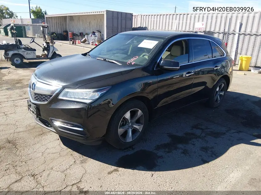 2014 ACURA MDX VIN 5FRYD4H20EB039926 — фото 2