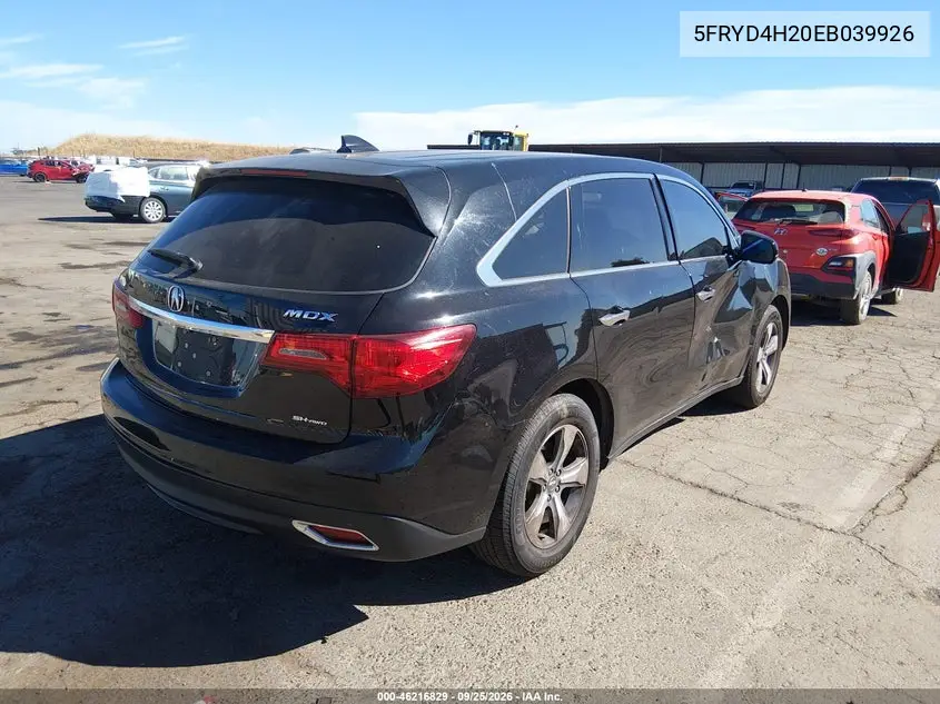 2014 ACURA MDX VIN 5FRYD4H20EB039926 — фото 4