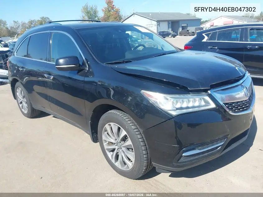 ACURA MDX 2014, VIN 5FRYD4H40EB047302