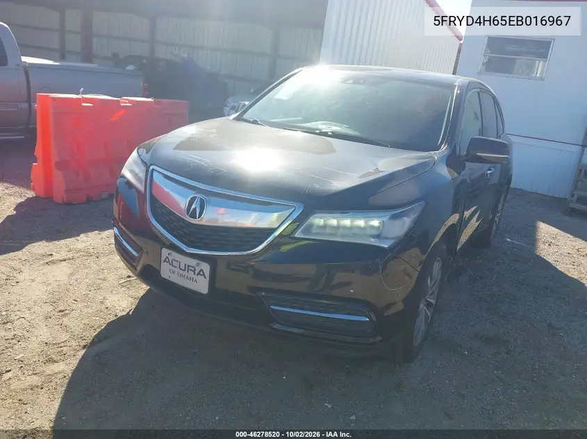 2014 ACURA MDX VIN 5FRYD4H65EB016967 — фото 2