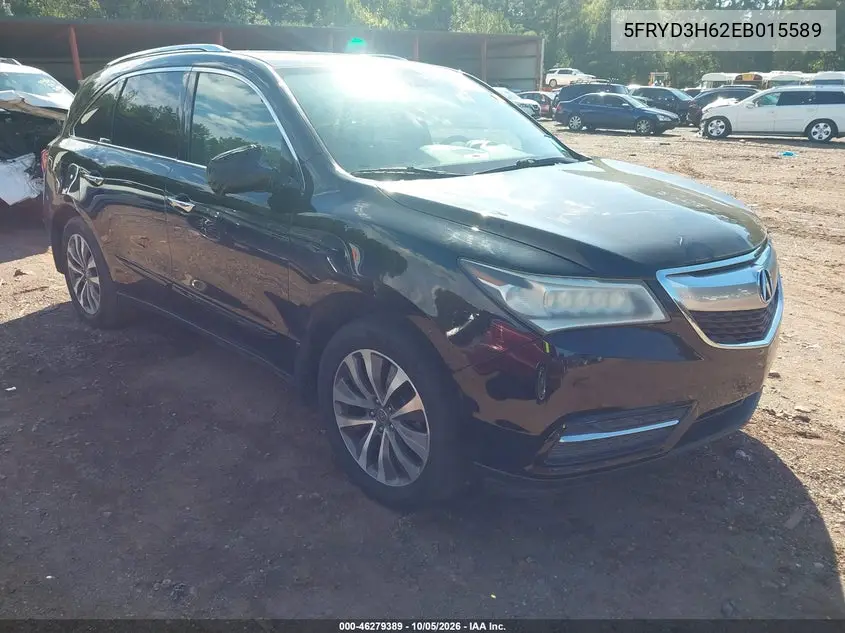 ACURA MDX 2014, VIN 5FRYD3H62EB015589