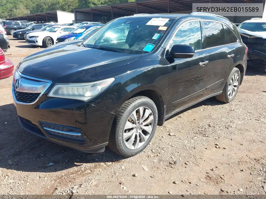 2014 ACURA MDX VIN 5FRYD3H62EB015589 — фото 2