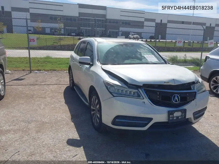ACURA MDX 2014, VIN 5FRYD4H44EB018238