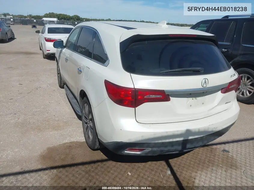 2014 ACURA MDX VIN 5FRYD4H44EB018238 — фото 3