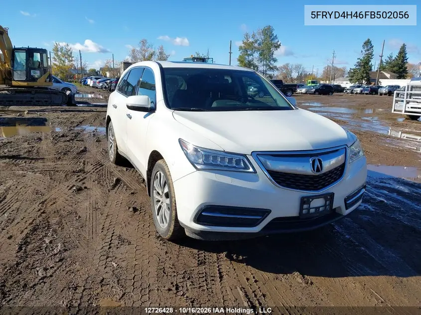 ACURA MDX 2015, VIN 5FRYD4H46FB502056