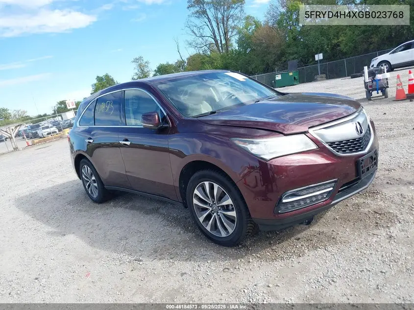 ACURA MDX 2016, VIN 5FRYD4H4XGB023768