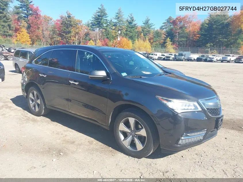 ACURA MDX 2016, VIN 5FRYD4H27GB027744