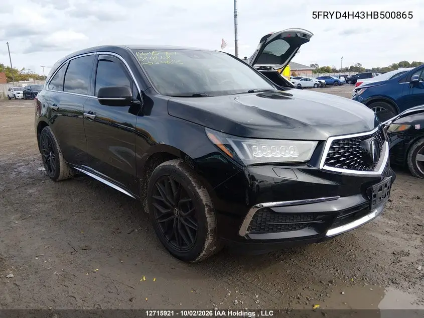 ACURA MDX 2017, VIN 5FRYD4H43HB500865