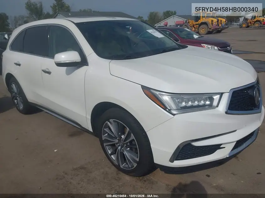 ACURA MDX 2017, VIN 5FRYD4H58HB000340