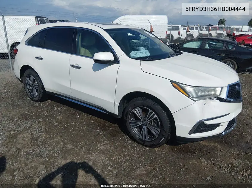 ACURA MDX 2017, VIN 5FRYD3H36HB004444